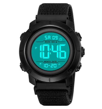 Чоловічий наручний годинник Skmei 2497 з нейлоновим ремінцем (Чорний з білим) Вінниця