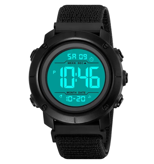 Мужские наручные часы Skmei 2497 с нейлоновым ремешком (Черный с белым) Винница - изображение 2