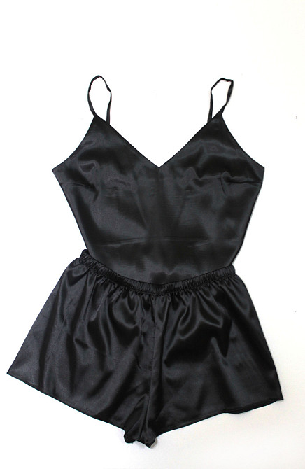 Пижама женская атласная Черный S Харьков - изображение 5