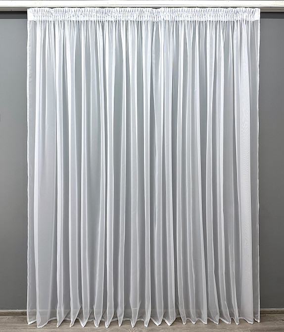 Тюль з тасьмою Вафелька VR-Textil н101 Шифон однотонний Білий 400х250 см (44-011) Київ - фото 2