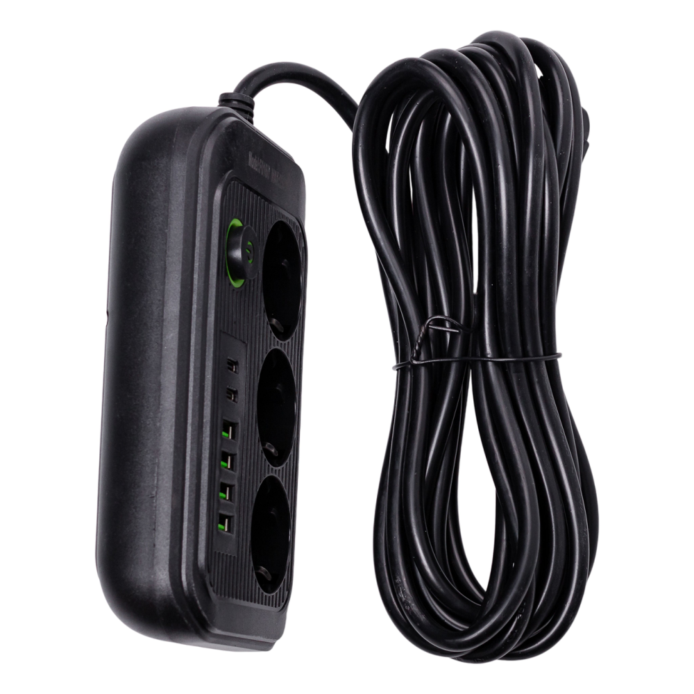 Yiwu Мережевий фільтр кабель 4.75 м подовжувач F16 на 3 розетки 4 usb 2 type-c та кнопкою відкл Коломия - фото 6