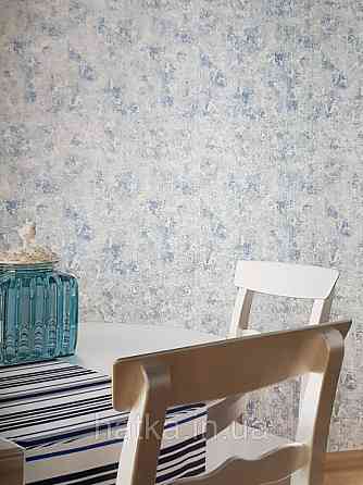 Обои виниловые на флизелине Marburg 82103 Felicita под штукатурку синие на белом фоне Киев