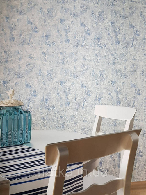 Обои виниловые на флизелине Marburg 82103 Felicita под штукатурку синие на белом фоне Киев - изображение 1