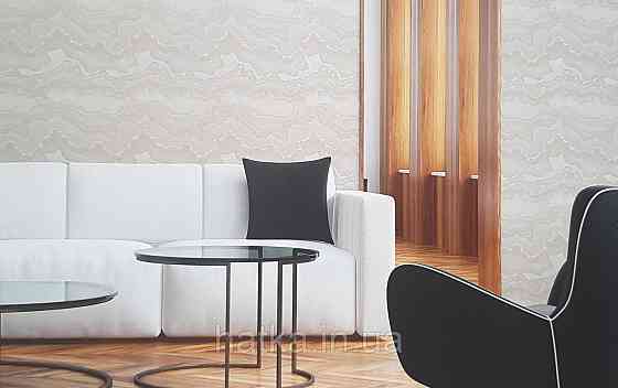 Обои виниловые на флизелине AS creation Della Natura 1.06Х10 абстракция волны серебристые серые с золотом Киев