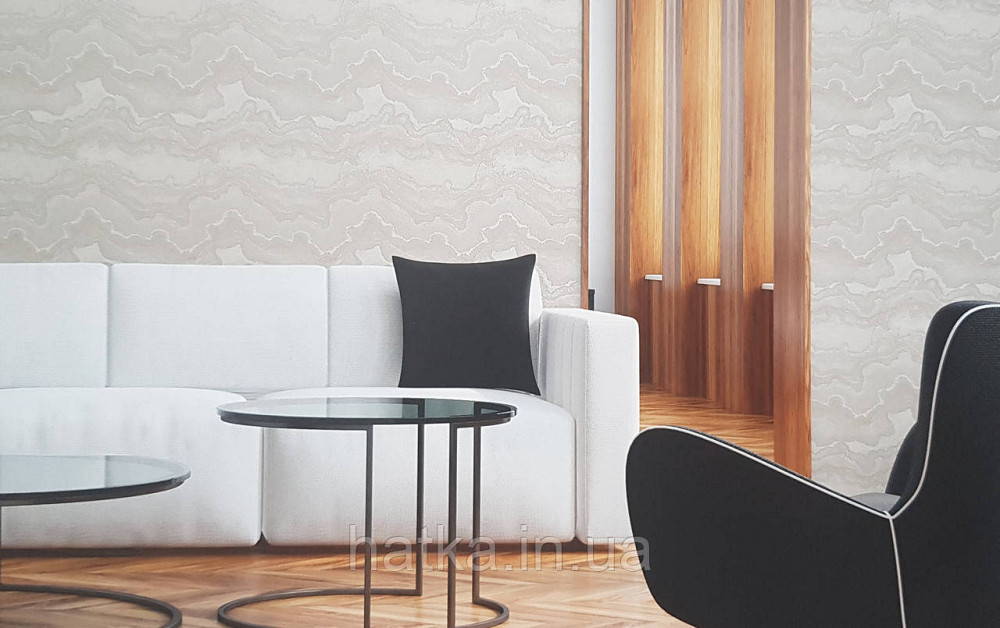 Шпалери вінілові на флізеліні AS creation Della Natura 1.06Х10 абстракція хвилі сріблясті сірі із золотом Київ - фото 1