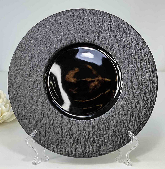 Тарілка для ризото "Чорний обеліск" 27,5*1,5 см кругла кераміка для дому та ресторанів Київ - фото 1