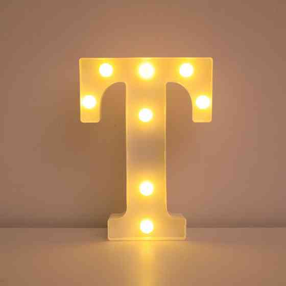 Буква с подсветкой T объемная маленькая 21 на 17 см белый Киев