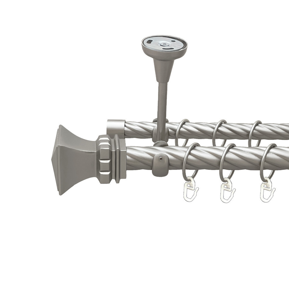 Карниз Orvit Емпорія металевий дворядний відкритий до стелі скручена труба кільце металеве Сатин 25\19 мм 300 см (00-00024209) Львів - фото 1