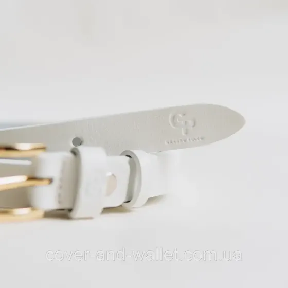 Білий тонкий жіночий пояс з натуральної італійської шкіри Grande Pelle 20 мм Grande Pelle Київ