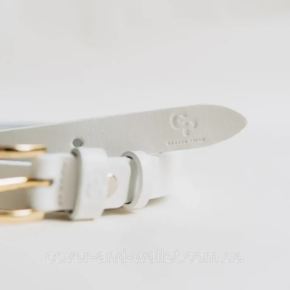 Білий тонкий жіночий пояс з натуральної італійської шкіри Grande Pelle 20 мм Grande Pelle Київ - фото 2
