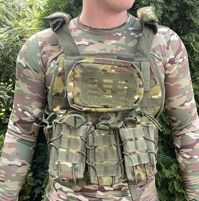 Плитоноска з підсумками Кордура 1000D + 4 кишені для магазинів (без плит) Камуфляж Вінниця - фото 2