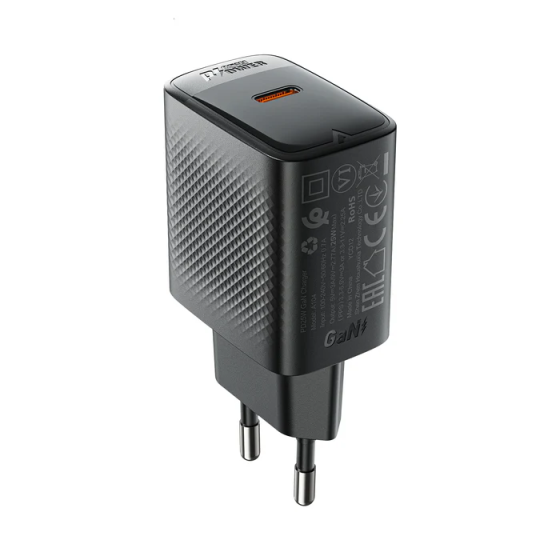 Мережевий зарядний пристрій ACEFAST A104 PD25W GaN single USB-C charger Black 6974316283355 Одеса