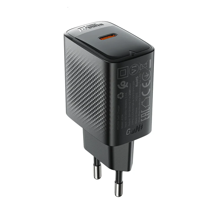 Мережевий зарядний пристрій ACEFAST A104 PD25W GaN single USB-C charger Black 6974316283355 Одеса - фото 1