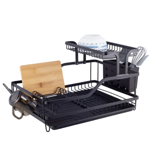 Сушарка для посуду 57,5*35*27,5см з піддоном алюміній чорний 750 KAMILLE Житомир - изображение 1