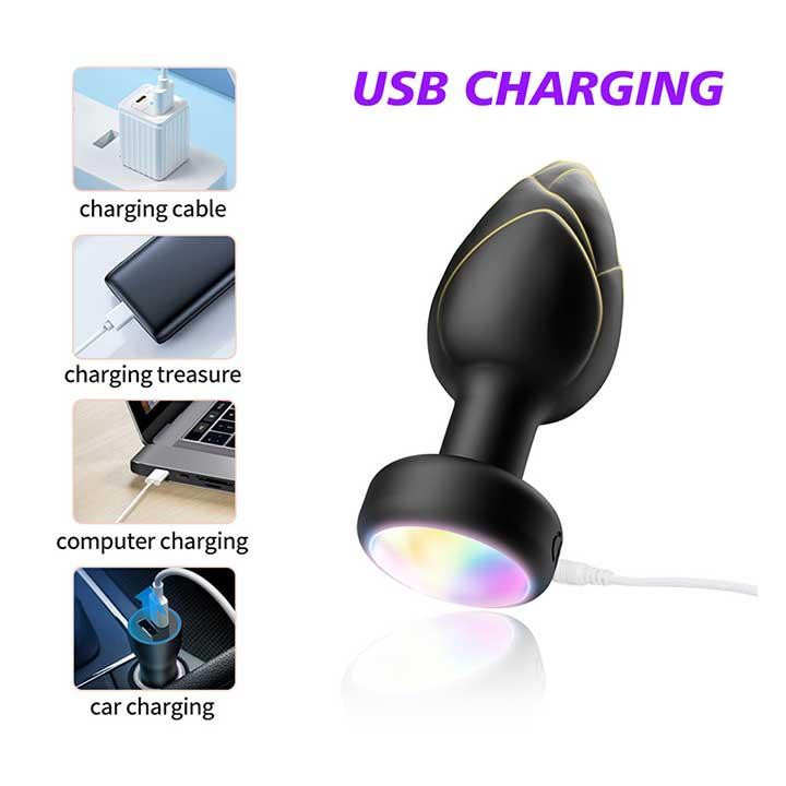 Анальна пробка що світиться з вібрацією і Д/К Light Anal Plug 3,5*9 см чорний — Анальні іграшки Вінниця - фото 4