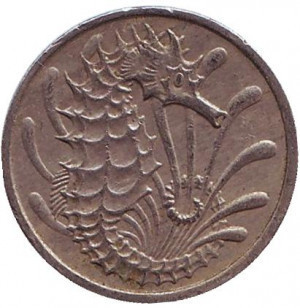 Морський коник. Монета 10 центів. 1968,71,74,80,81 рік, Сінгапур..(БК) Полтава - фото 1