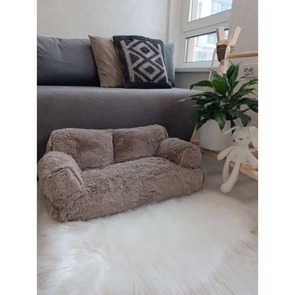 Меховой диван лежак для собак и кошек спальное место для животных съемны Incor капучино 10079 L (100х60х30) Киев - изображение 1