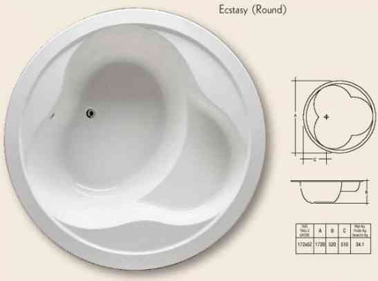 Кругла акрилова ванна RAK Ceramics Ecstasy (1720 х 1720 х 520мм) Біла Київ