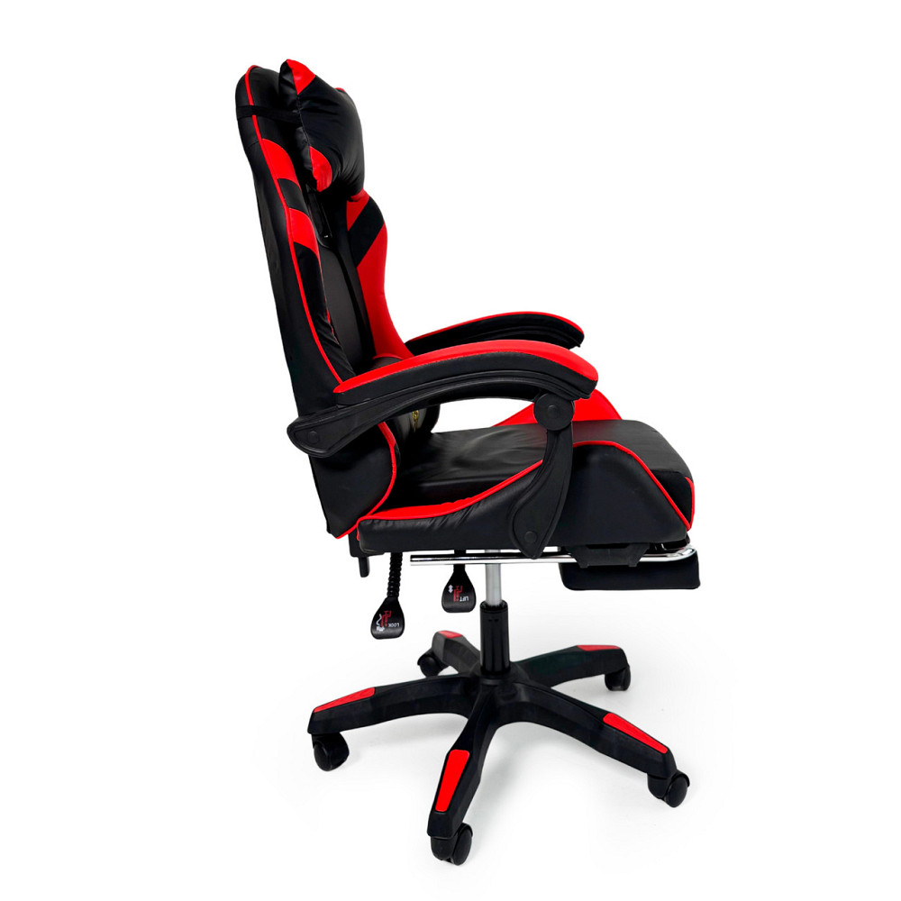 Геймерское кресло Primaveo с эргономичными подушками и выдвижной подставкой для ног, Черный/Красный Киев - изображение 4