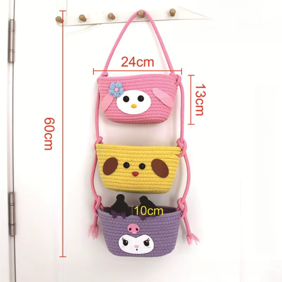 Навесной органайзер для детей | Плетеная корзина для хранения игрушек и аксессуаров, розовая Каменец-Подольский