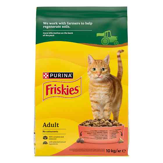 Сухой корм FRISKIES для взрослых кошек, с говядиной, курицей и овощами, 10 кг Киев
