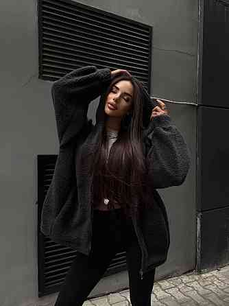 Женский повседневный теплый меховой худой мех тедды Графит Одесса