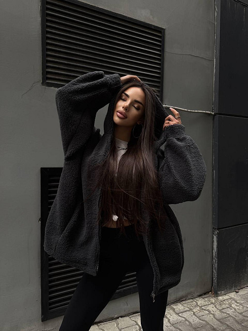 Жіночий повсякденне тепле хутряне хутро тенди Графіт Одеса - фото 6