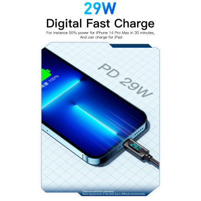 Дата кабель USB-C to Lightning 1.0m 29W LED black Essager (EXCTL-XY01-P) Вінниця - фото 4