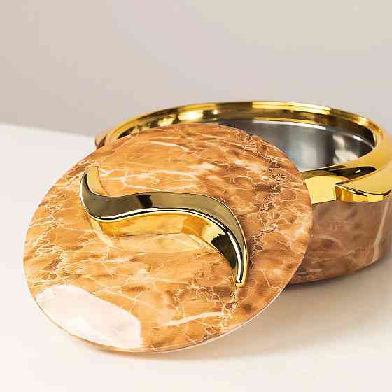 Набор термосов для еды 3в1 термоконтейнеры для сервировки стола, для хранения горячей и холодной пищи 2.5-2-1.5 л,коричневый Каменец-Подольский