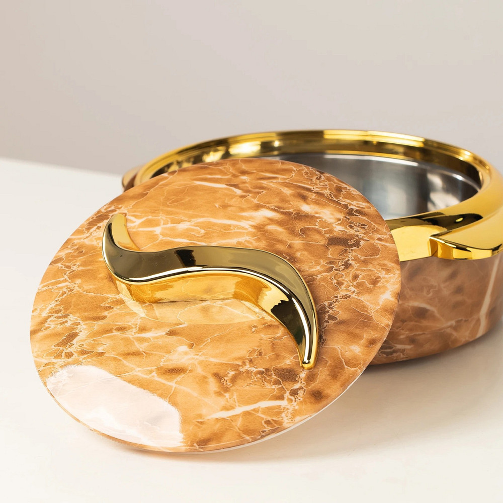 Набор термосов для еды 3в1 термоконтейнеры для сервировки стола, для хранения горячей и холодной пищи 2.5-2-1.5 л,коричневый Каменец-Подольский - изображение 5