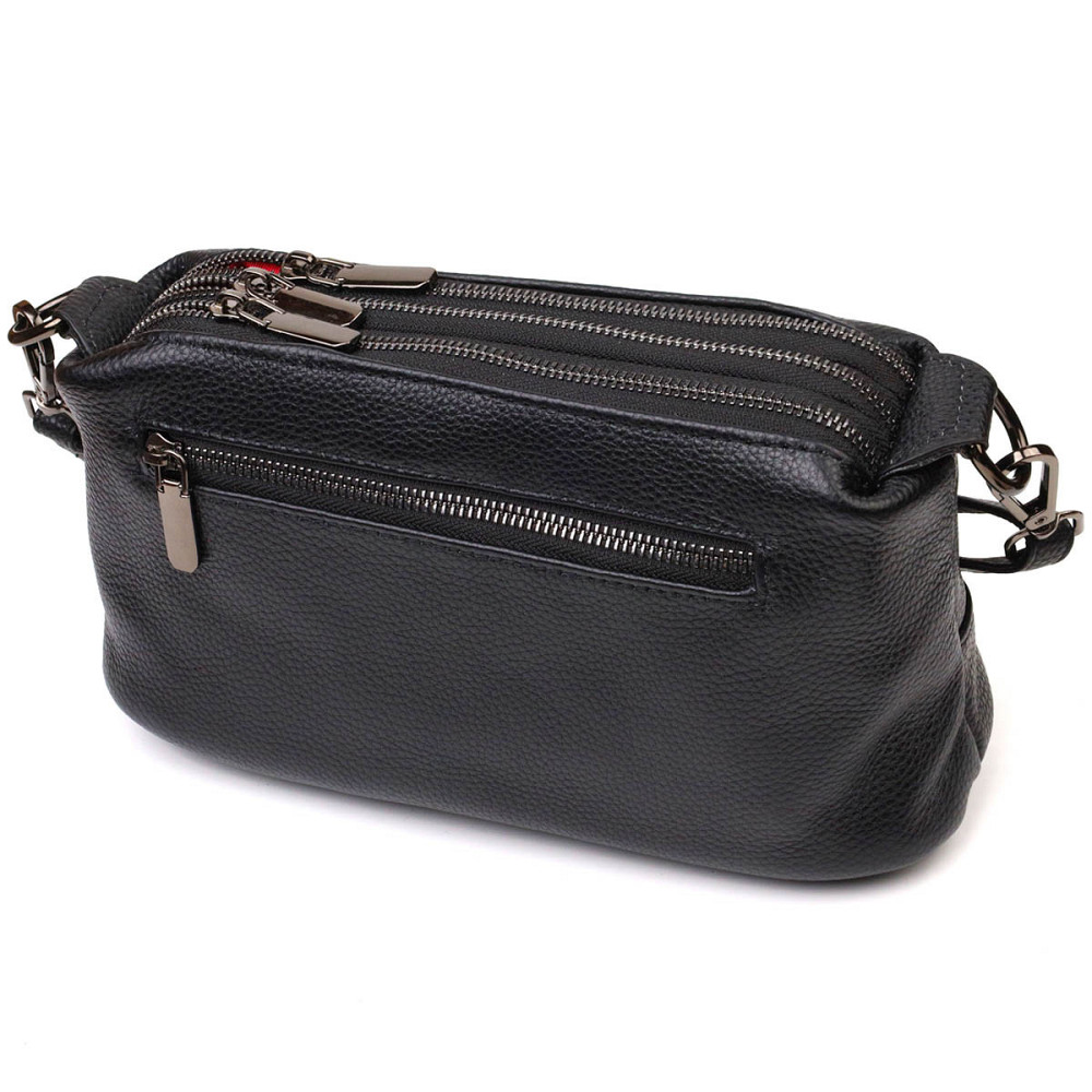 Удобная сумка на три отделения из натуральной кожи 22094 Vintage Черная Киев - изображение 2