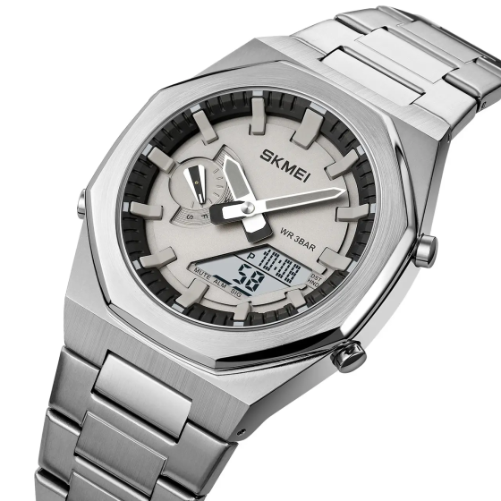Чоловічий наручний годинник на сталевому браслеті Skmei 1816 (Сріблястий) Вінниця