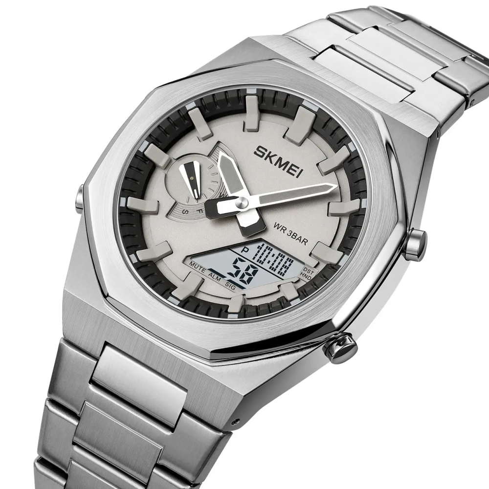 Чоловічий наручний годинник на сталевому браслеті Skmei 1816 (Сріблястий) Вінниця - фото 3