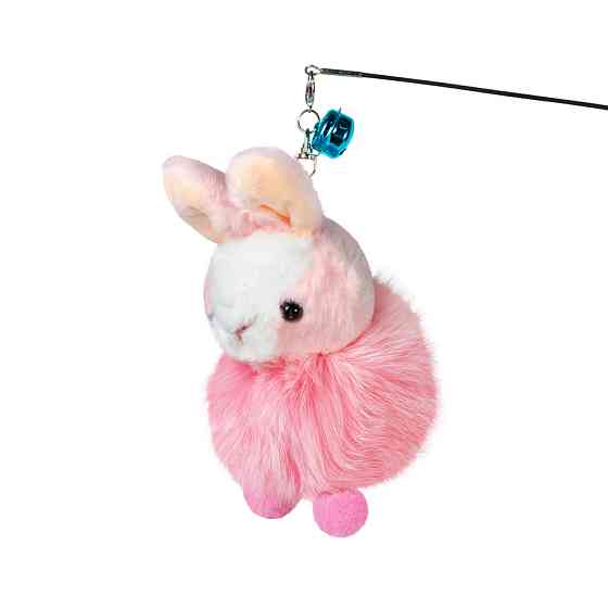 Іграшка для котів WAUCAT Fun Teaser вудочка з зайчиком, рожевий, пластик, штучне хутро, плюш, 1 Коломыя