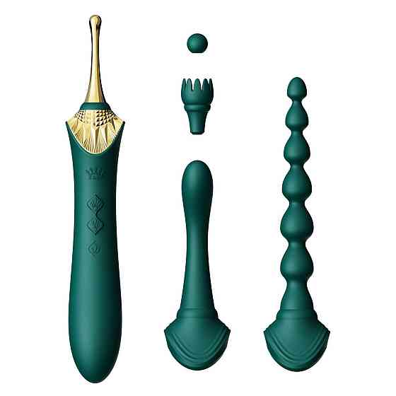 Мультифункціональний вібратор Zalo — Bess 2 Turquoise Green, 4 насадки, підігрів Sex Aura Київ