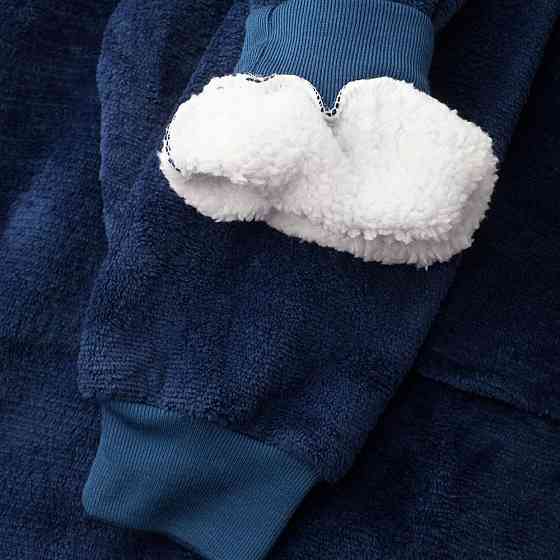 Плед толстовка с капюшоном (100х80см) HUGGLE HOODIE, Синий / Плед-худи / Оверсайз толстовка плед с капюшоном Киев