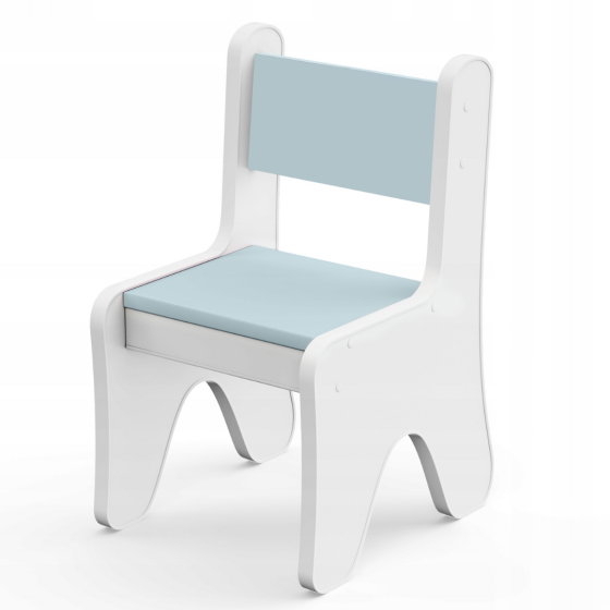 Стільчик в дитячу кімнату 55×37×33 дитячий зручний стілець для ігор, білий з деревом Блакитний Київ