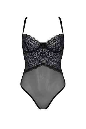 Боді Passion KERRIA BODY black, XXL/XXXL, з високими вирізами та верхом балконет Sex Aura Київ