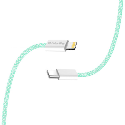 Дата кабель USB-C to Lightning 1.0m 27W green ColorWay (CW-CBPDCL061-G) Вінниця - фото 11