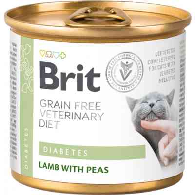 Консервы для кошек Brit GF VetDiets Cat Cans Diabetes с ягненком и горохом 200 г (8595602549832) Винница
