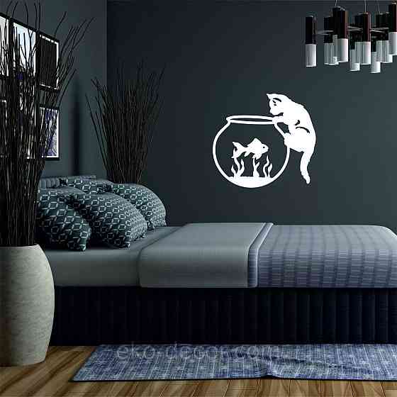 Декоративное настенное Панно «Кот» Декор на стену 70*63 см, Белый Киев