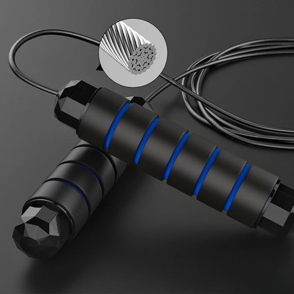 Скакалка, гімнастична, швидкісна для кросфіту з підшибниками, сталевий трос довжина 3 м, синя Кам'янець-Подільський - фото 7