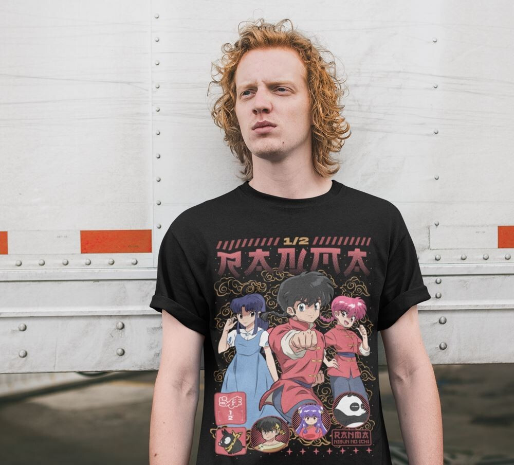 Футболка з аніме принтом Ранма Схампоо Руміко Такахасхі оверсайз (S/M/L) Чорний AnimeJ1003 Дніпро - фото 4