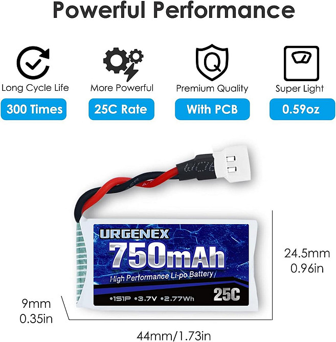 Акумуляторна батарея URGENEX LiPo 3.7 В 750 мАг 5 шт. з роз'ємом Molex зарядний пристрій 5 в 1 для Syma X5A X5SW X5C X5C X5 Дніпро - фото 3