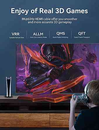 Кабель HDMI M - M, 1.5 м, V2.1, 8K 60Гц обплетення, Blue Aluminum Alloy Type Vention Винница