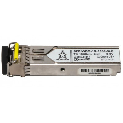 Модуль SFP Alistar Модуль SFP 1000BASE-BX 1SM WDM LC 3KM TX1550/RX1310nm DDM (SFP-1G-BX-D-L03) Винница - изображение 1