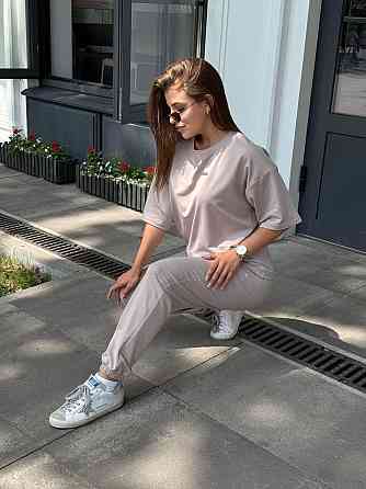 Спортивный костюм женский футболка и штаны джогеры Бежевый M-L Харьков