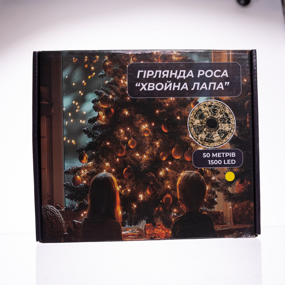 Garlando Новорічна гірлянда кімнатна роса Хвойна лапа 50 м 1500 LED зелений провід Жовте сяйво Киев - изображение 4