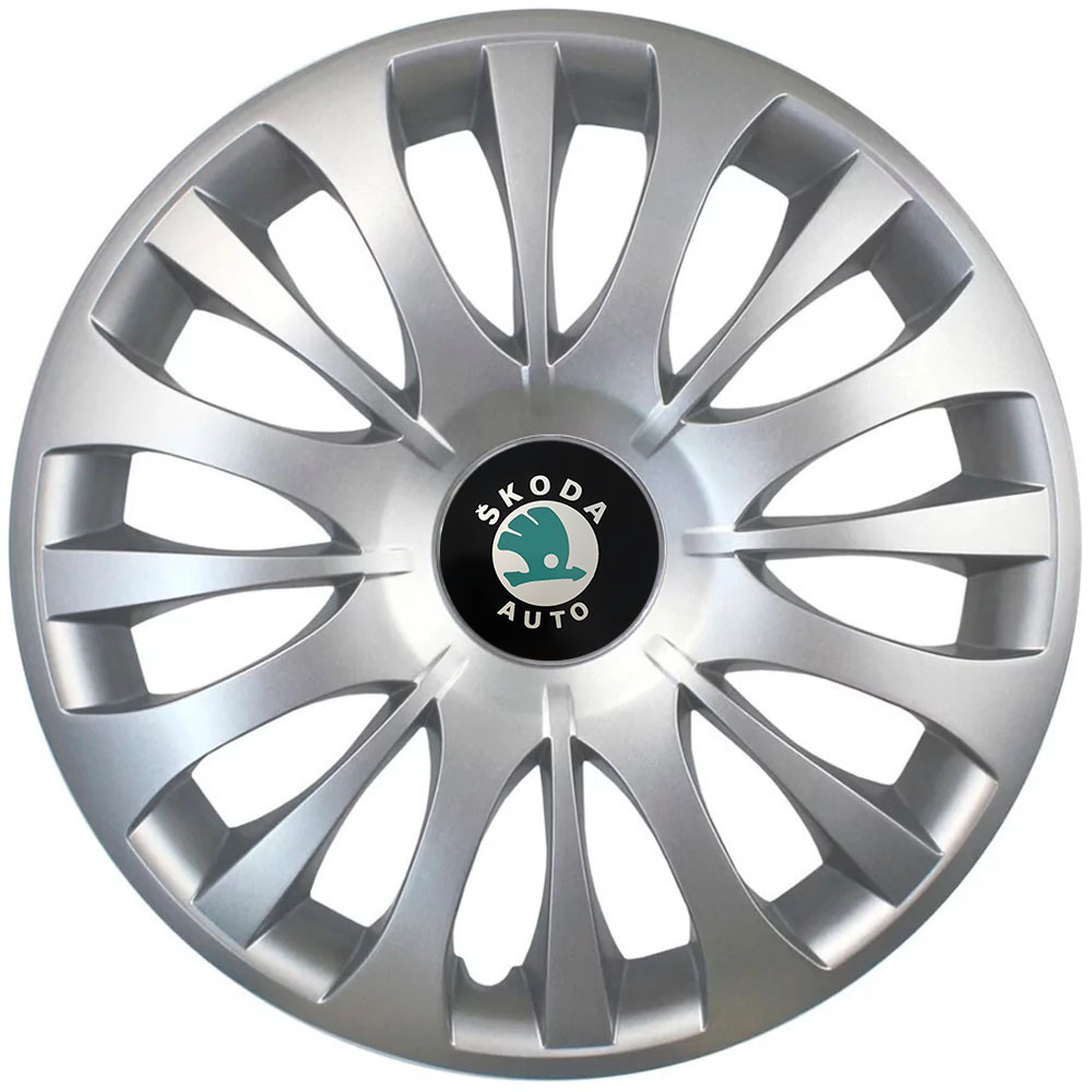 Автомобільні модельні ковпаки R15 Skoda (зелена) 329 4шт, SJS, сріблясті Київ - фото 1