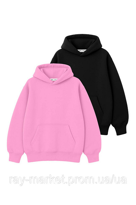 Набор мужской худи оверсайз утепленное 2шт RAY OVERSIZE комбинированный Розовый/Черный (U0404M-Pink-Black) Киев - изображение 1
